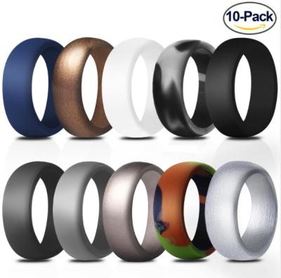 China Hot Fashionable Amazon Sales 8.7mm Wide Arc 10 Color Silicone Men Wedding Ring for sale