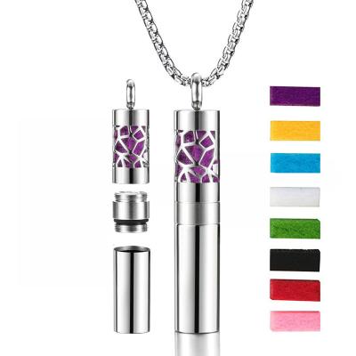 China Diffuser Necklace Diffuser Necklace Essential Oil Container Necklace 316L Stainless Steel Aromatherapy Pendant With Pads for sale