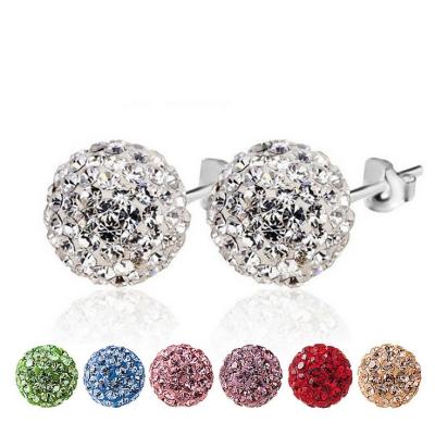 China Hot 925 Sterling Silver Navel Piercing Earrings Rhinestone Ball Crystal Stud Earrings For Women for sale