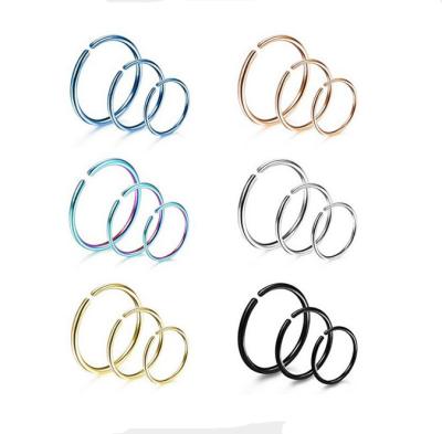 China Tragus Nose Hoop Ring 20G Piercing Stainless Steel Non Pierced Nose Ring Hoop Tragus Hoop Earring. for sale