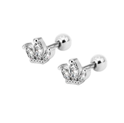 China Tragus Piercing Cute Stud Earrings Zircon Crown Conch Helix Tragus Cartilage Earring Surgical Steel Piercing for sale