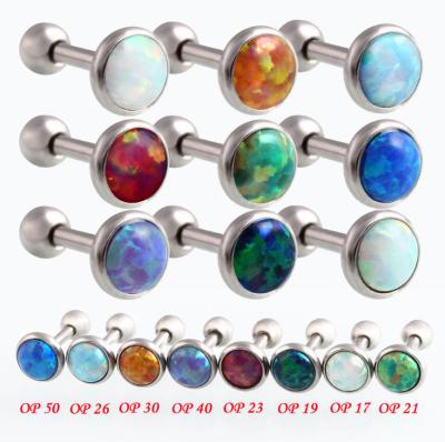 China Tragus Piercing 16g Opal Ear Cartilage Barbell Piercing Surgical Steel Stud Earrings Body Jewelry for sale