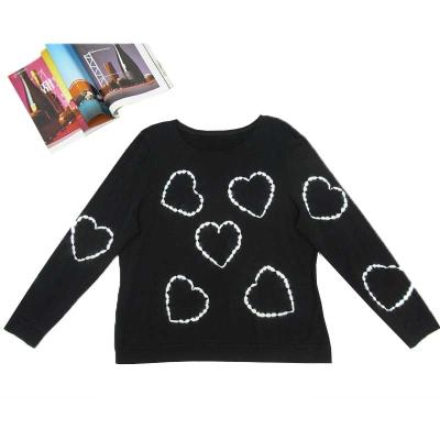 China Fashion Breathable Black Round Neck Ladies Long Sleeve Tie Dye Love Blouse for sale