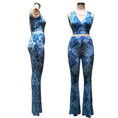 China QUICK DRY new style casual two-piece ladies printed attractive price two-piece suit at most for sale