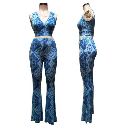 China Hot style QUICK DRY 2022 new summer women's printed vest printed pants ladies casual suit for sale