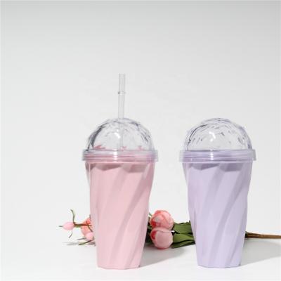 China Viable Hot Selling Plastic Tumbler 24oz Custom Logo Bubble Tea Cup Smoothie Cup Boba Tea Ice Cream Straw Cup With Clear Lid for sale