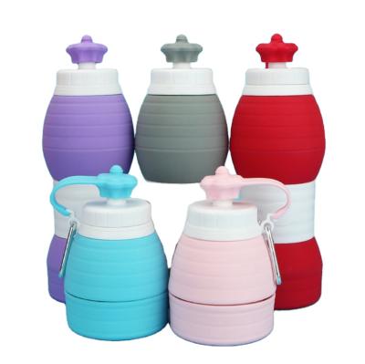 China Wholesale custom logo coffee BPA free drinking hot water bottle child 20ml silicone collapsible collapsible portable water bottle child folding hot water bottle for sale