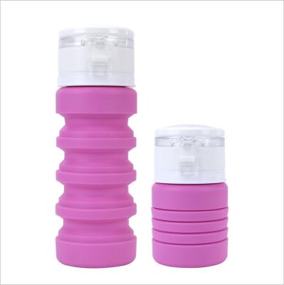 China Coffee Logo BPA Free Drinking Custom Color 400ml Collapsible Collapsible Silicone Water Bottle Portable Bottles With Leak Proof Screw Lid for sale