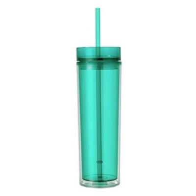 China Amazon 16 oz Double Wall Hot Colorful Reusable Party/Home/Travel Mug Insulated Acrylic Skinny Tumblers Clear Skinny Tumblers With Straw for sale