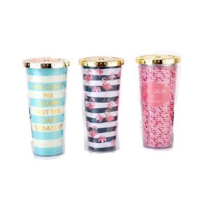 China New Arrival Gold Tumbler Party/Home/Travel Lid With Straw 24 oz Personalized 720ml Cold Wall Insulated Acrylic Tumbler Drinking Cups Double Sided for sale