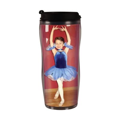 China Custom Logo BPA Plastic Wine Mug Double Wall Sustainable Photo Insert Eco-Friendly Free With Lid Stainless Steel Travel Coffee Mug Tumbler for sale