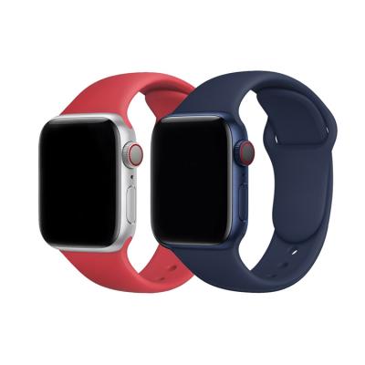 China 2 in 1 Soft Silicone Watch Bands Silicone Band For Apple Watch SE Series 6 5 4 3 2 1 38mm 42mm Rubber Watch Band Strap For iWatch 4/5 40mm 44mm for sale