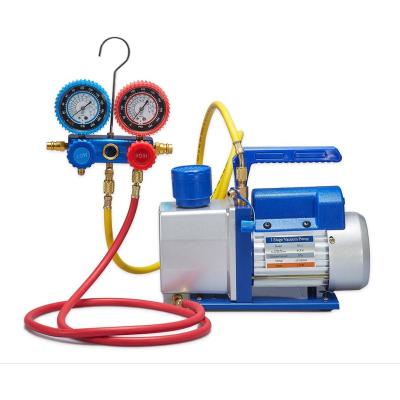 China Vacuum pump and 2ways R410A, R134a R22 Aluminum HVAC OEM HBS OEM factory 3cfm 0.25hp single stage manifold gauge for HVAC system for sale