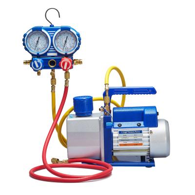 China HVAC OEM HBS OEM Manufacturer 3cfm Aluminum Single Stage 2ways Vacuum Pump and Metering Kit For Automotive Air Conditioner System for sale