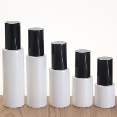 China 20g 30g 50g 20ml 30ml 60ml 100ml 120ml black cap set eye cream cream bottle cosmetic pearl white glass toner spray lotion bottle for sale