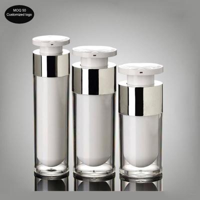 China 15ml 30ml 50ml light silver airless bottle Acrylic vacuum pump bottles lotion bottle used for Cosmetic packaging for sale