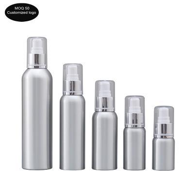 China free shipping 30ml 50ml 100ml 120ml 150m 250ml aluminium white pump Bottle Refillable Empty lotion Bottles for Cosmetic for sale