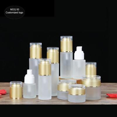 China 20ml 30ml 40ml 50ml 60ml 80ml 100ml 120ml Acrylic matte glass spray pump bottle lotion Frosted Bottles Cosmetic Packaging for sale