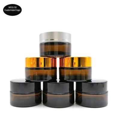 China 5g 10g 15g 20g 30g 50g Brown Glass Cosmetic Cream Jar Empty Amber Cosmetics Jars Sub-Bottle For Cosmetic Packaging for sale