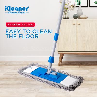 China Hot Selling Durable Kleaner Microfiber Flat Mop Chenille Head Flat Mop for sale