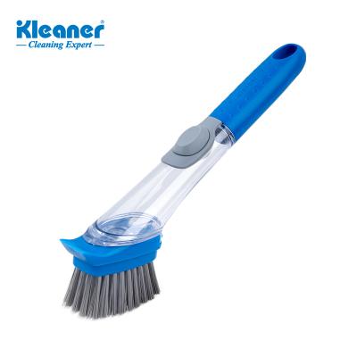 China Sustainable Kleaner Dish Wand Brush With Soap Dispenser Soap Dish Wash Dispensing Brush for sale