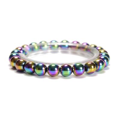 China Career Hot Sale Multicolor Hematite Bracelets Soft Round Beaded Size 6mm 8mm 10mm For Men And Women for sale