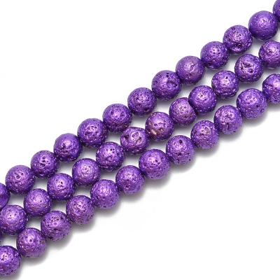 China DIY decoration; Strap; Necklace ; Royal Purple Lava Electroplated Plated Lava Gemstone Earring Etc. 8mm Loose Beads Pumice Rock Lava Stone Loose Beads Liwan Plaza for sale