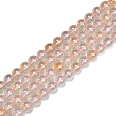 China DIY decoration; Strap; Necklace ; Nice 6mm round smooth coated citrine gemstone loose beads 8mm natural light from earring etc. for jewelry making for sale