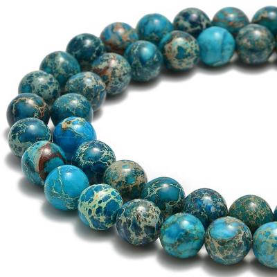 China DIY decoration; Strap; Necklace ; The turquoise blue sea of ​​the earring etc. 4mm~12mm Drop Imperial Jasper Smooth Round Gemstone Loose Beads For Jewelry Making for sale