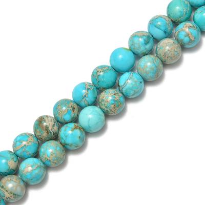 China DIY decoration; Strap; Necklace ; The sky blue sea of ​​the earring etc. 4mm~12mm Drop Imperial Jasper Smooth Round Gemstone Loose Beads For Jewelry Making for sale