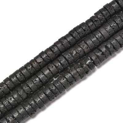 China DIY decoration; Strap; Necklace ; Hot Sale Black Lava Rock Heishi Disc Gemstone Beads Earring Etc Loose Size 3x6mm 3x8mm for jewelry making for sale