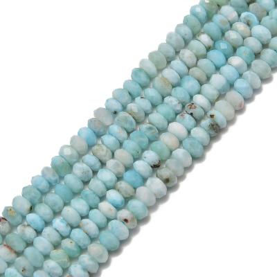 China DIY decoration; Strap; Necklace ; The earring etc. Natural Larimar Faceted Rondelle Gemstone Loose Beads Natural Stone Beads For Jewelry Making for sale