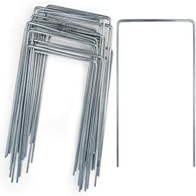 China Flat Garden Supplies Landscape Staples Galvanized Steel U Shape Ground Grass Pins Stake Spikes Pegs For Fixing for sale