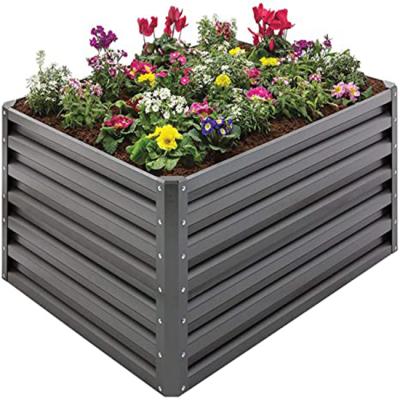 China Easy Assemble Galvanized Steel Raised Garden Grow Bed Corrugated Leaf Garden Planter Box for sale