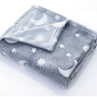 China Anti Dust Mite 100 Polyester  Super Soft Glow in The Dark Blanket Flannel Fleece throws Luminous Blanket gift for children for sale