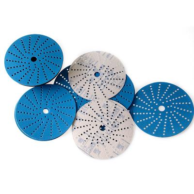 China Factory Price 321U Stainless Steel 5 Inch 125mm Sand Ceramic Sanding Disc Paper Sticky Abrasive Blue Holes Disc Mutil For Metal for sale