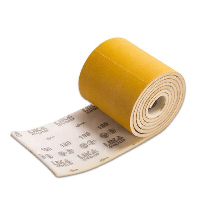 China For Car/Metal Longboard /wood 220 Grit Gold PSA Longboard Continuous Sandpaper Roll Self Adhesive Stickyback Sand Long Paper Rolls For Automotive for sale