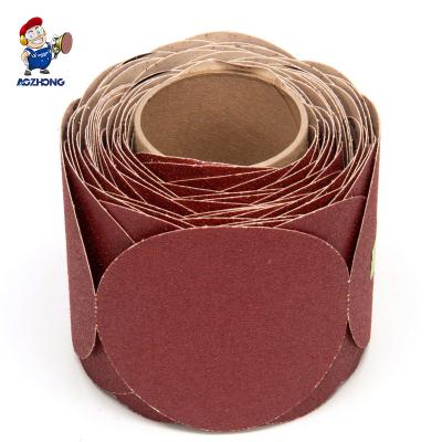 China Hot Selling 6Inch PSA Aluminum Oxide Disc Gold PSA Sanding Discs Roll 80# Sandpaper Sticky Back Roll For Sander for sale