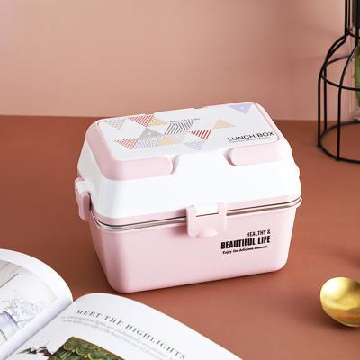 China Viable Pink Food Student Bento Wholesale Stainless Steel Lunch Box For Work for sale