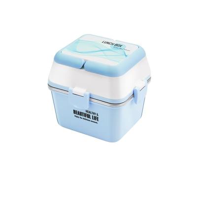 China Viable Blue Square Kids Lunch Box Logo Container School Insulated Bento For Student for sale