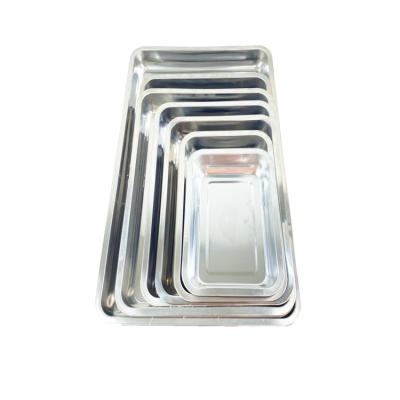 China 201 Stainless Steel Food Tray Custom Rolling Metal Hotel Stackable Serving Tray for sale