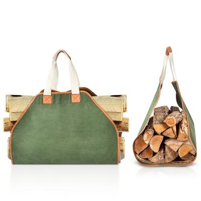 China Firewood Carry Bag Tote Bag Firewood Log Carrier Wood Waxed Canvas Log Carrier for sale