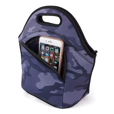 China Camouflage Women Tote Lunch Bag Men Kids Neoprene Waterproof Cooler Bag Picnic Bottle Bag for sale