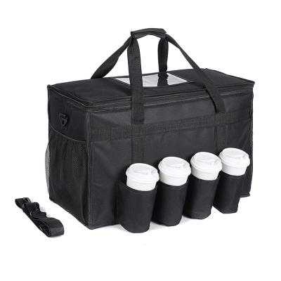 China Thermal Insulated Fast Food Delivery Bag Mug Holder Drink Carrier Insulated Waterproof Food Delivery Bag for sale