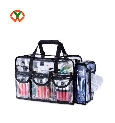 China Heavy Duty Cosmetic Organizer Case Clear Travel Makeup Bag With Side Pockets for sale