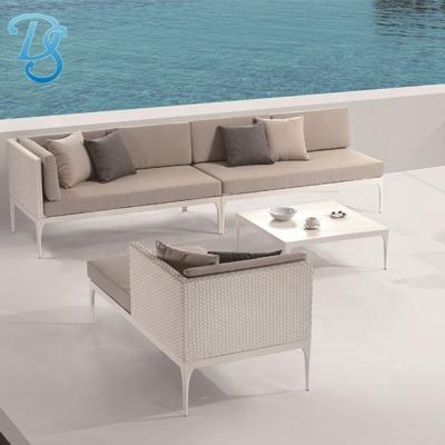 China Modern White PE Rattan Simplicity Outdoor Balcony Sofa Set for sale