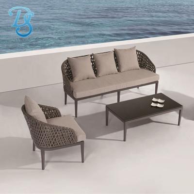 China Leisure Garden PE Rattan Hotel Project Wicker Gridding Sofa Set for sale