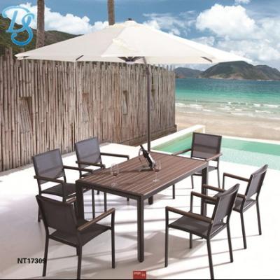 China Aluminum table top newcomer morden aluminum garden dining high quality aluminum table outdoor chairs set mesh outdoor chair for sale