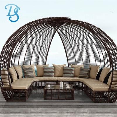 China Modern Aluminum PE Rattan Garden Set Water Proof Aluminum Rattan Sun Bed for sale