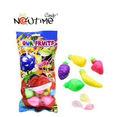 China NTC20128 Natural Assorted Fruit Shapes Sour Powder Candy for sale